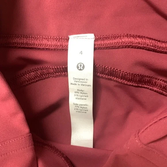 Lululemon Burgundy Leggings Size 4 - Picture 4 of 7